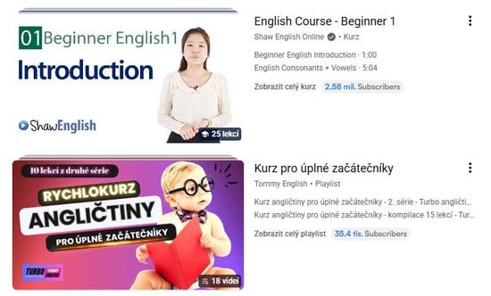 YouTube kurz playlist rozdíl