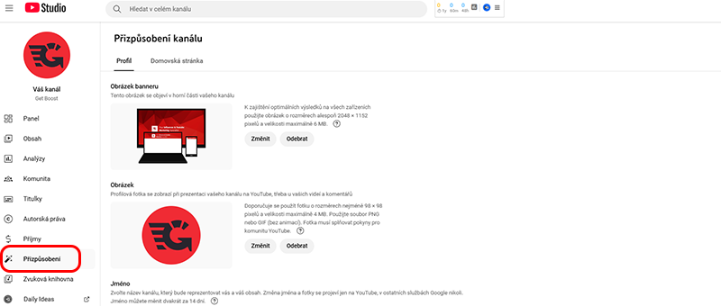 prizpusobeni youtube kanalu