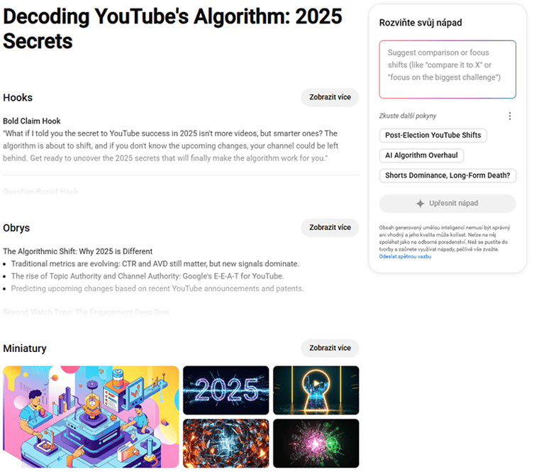 YouTube Studio Inspirace