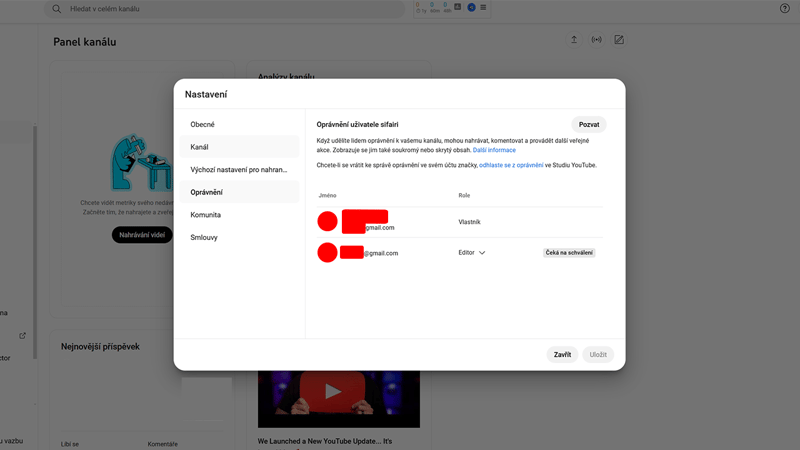 YouTube oprávnění
