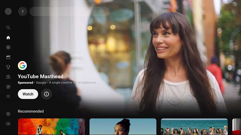 Youtube masthead TV