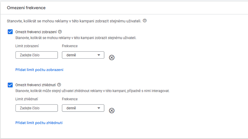 omezeni frekvence google ads